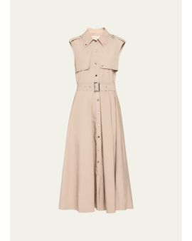 Toccin Gail Sleeveless Belted Midi Trench Dress