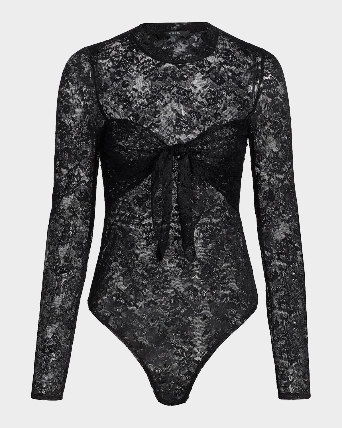 Toccin Giselle Tie-Front Lace Bodysuit
