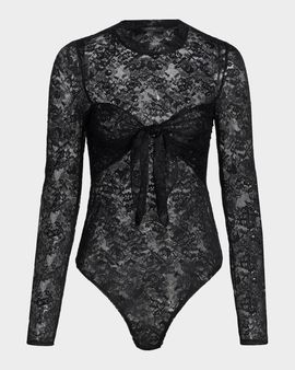 Toccin Giselle Tie-Front Lace Bodysuit