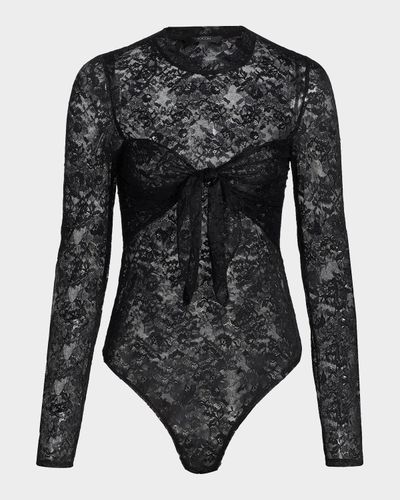 Toccin Giselle Tie-Front Lace Bodysuit