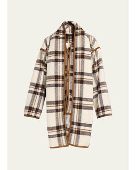 Toccin Greyson Plaid-Print Scarf Jacket