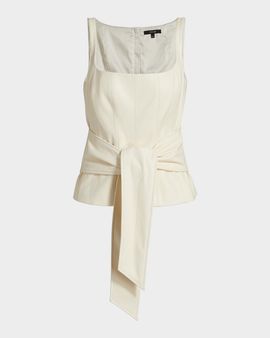 Toccin Linda Tie-Front Faux-Leather Tank