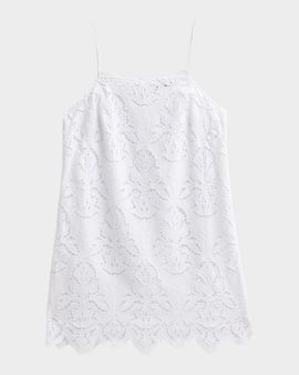 Toccin Olivera Lace Cotton Shift Mini Dress