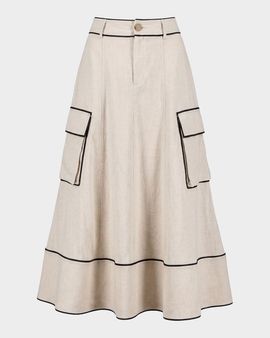 Toccin Shiloh High-Waist Cargo Midi Skirt