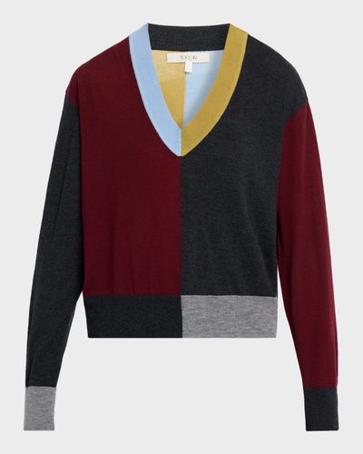 Toccin Sia Colorblock V-Neck Sweater
