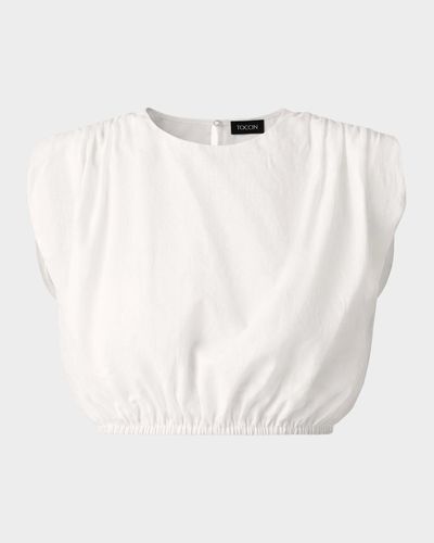 Toccin Sirelle Linen-Cotton Crop Top