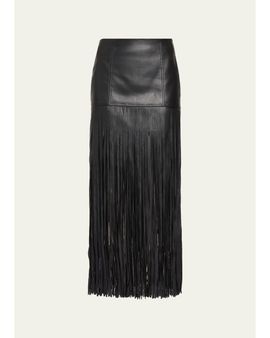 Toccin Soren Fringed Faux Leather Mini Skirt