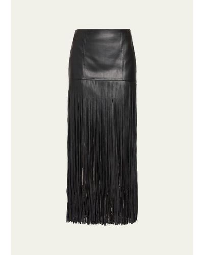 Toccin Soren Fringed Faux Leather Mini Skirt