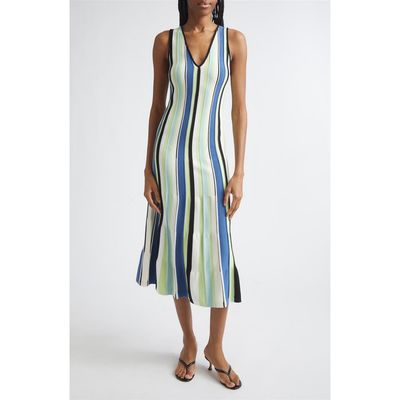 Toccin Toccin Fifi Vertical Stripe A-Line Knit Midi Dress