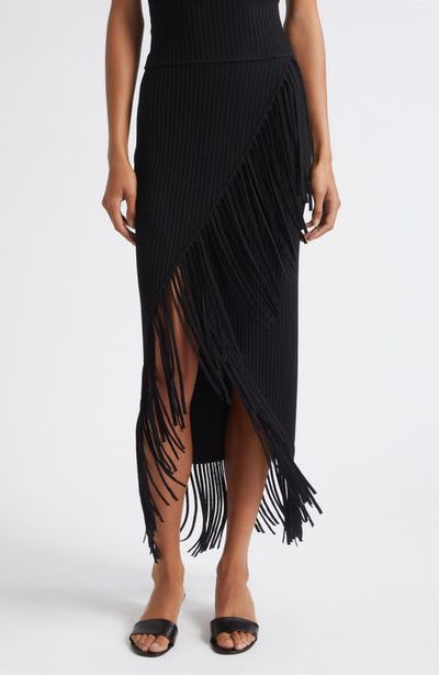 Toccin Toccin Giana Fringe Asymmetrical Midi Skirt