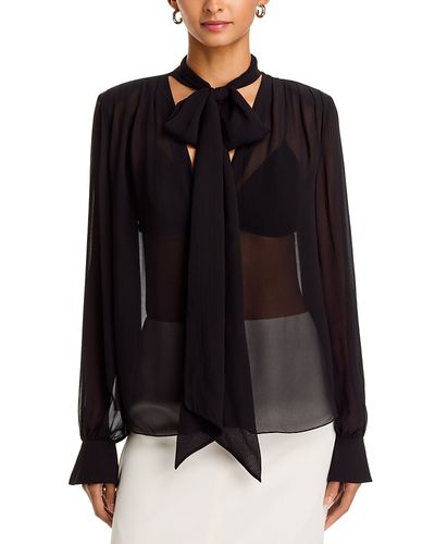 Toccin Toccin Kaila Sheer Tie Neck Blouse