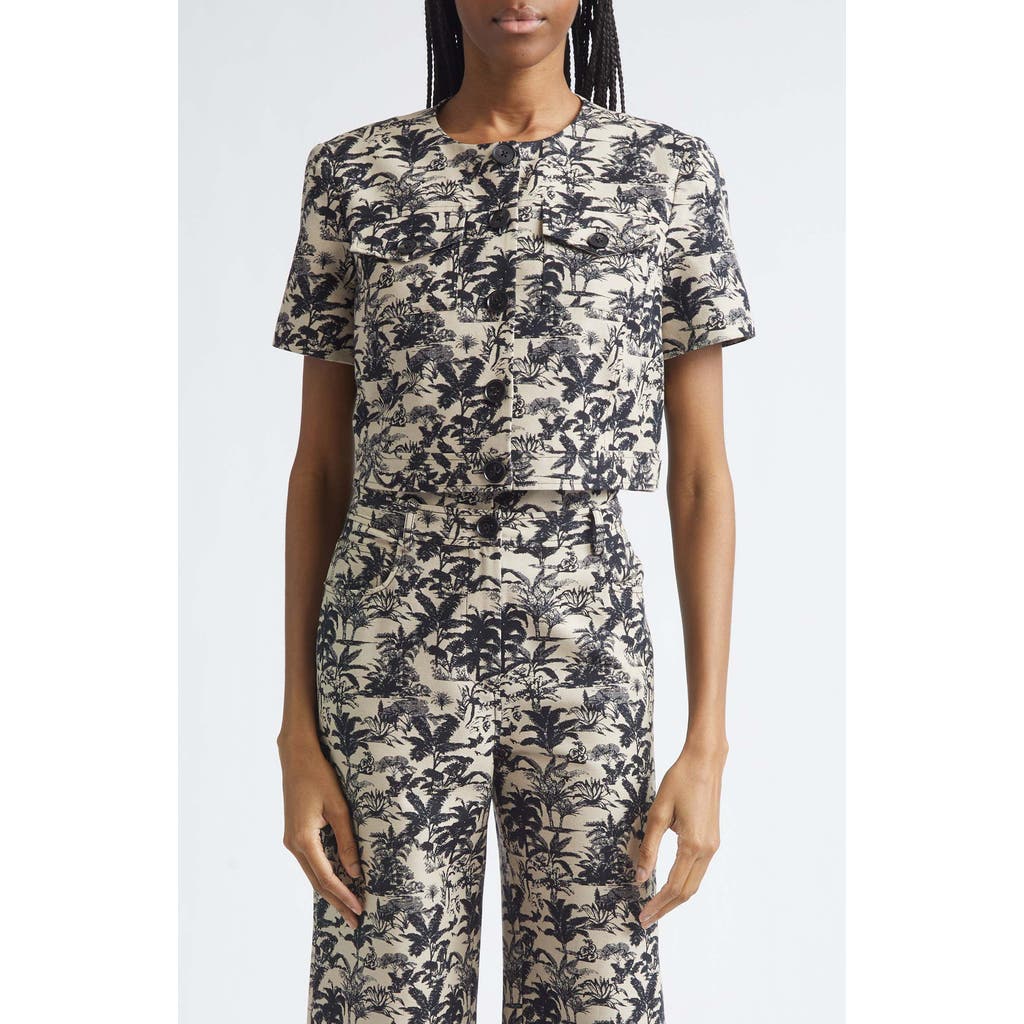 Toccin Toccin London Tropical Print Short Sleeve Crop Jacket