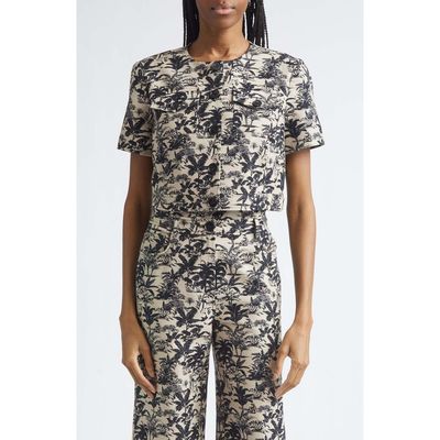 Toccin Toccin London Tropical Print Short Sleeve Crop Jacket