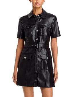Toccin Toccin Lydia Belted Faux Leather Mini Dress