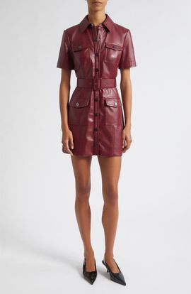 Toccin Toccin Lydia Faux Leather Snap Front Minidress