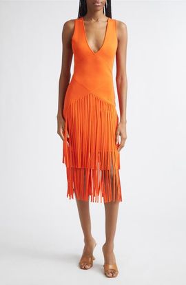 Toccin Toccin Patricia Seamed Fringe Hem Midi Dress