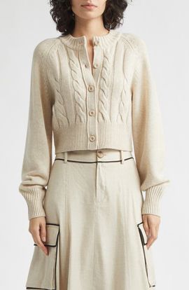Toccin Toccin Rita Cable Knit Wool & Cashmere Cardigan