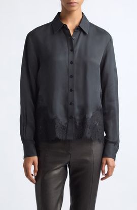 Toccin Toccin Toni Button Down Shirt with Lace Hem