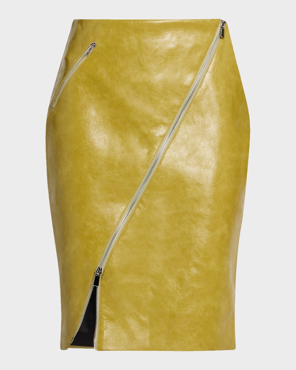 Toccin Verena Asymmetric Faux Leather Pencil Skirt