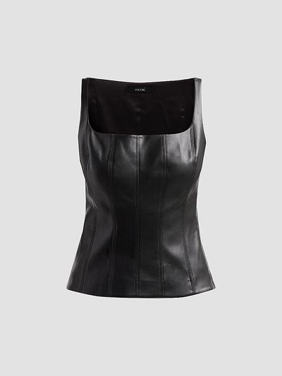 Toccin Women's Bibi Sculpted Faux Leather Top