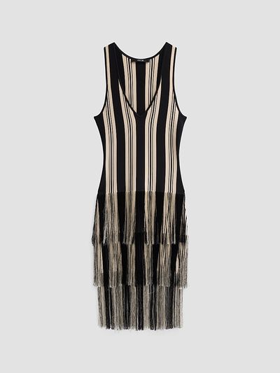 Toccin Women's Finley Cotton-Blend Stripe Fringe Minidress