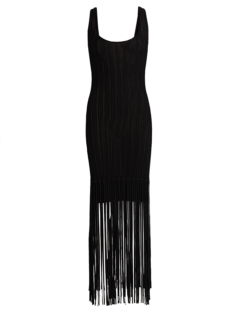 Toccin - Women's Lorelai Fringe-Trim Scoopneck Maxi Dress