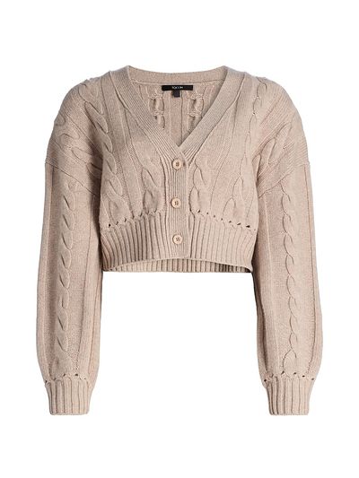 Toccin Women's Luxe Cable Knit Wool-Cashmere Cardigan