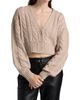 Toccin Women's Luxe Cable Knit Wool-Cashmere Cardigan - 3