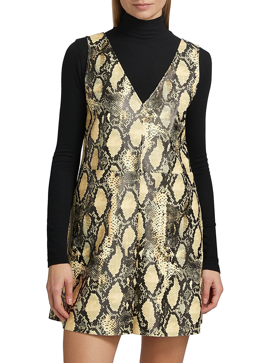 chinese dress ladies Brown Snake Skin Print Mini Dress