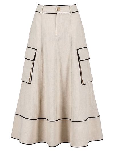Toccin Women's Shiloh High-Waist Cargo Midi Skirt