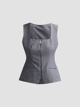 Toccin Women's Yara Melange Suiting Zip Vest