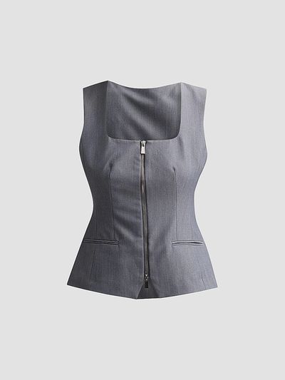 Toccin Women's Yara Melange Suiting Zip Vest