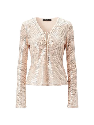 Toccin Women's Zuri Sequin Flare Sleeve Top