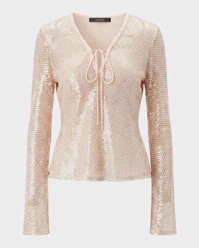 Toccin Zuri Sequined V-Neck Top
