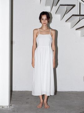 Tocoll Cotton Shirring Dress - White