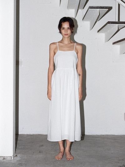 Tocoll Cotton Shirring Dress - White
