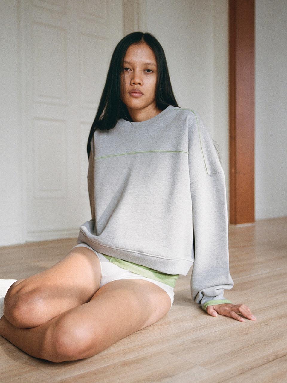 Tocoll Needle Point Cut Sweatshirt [Grey]