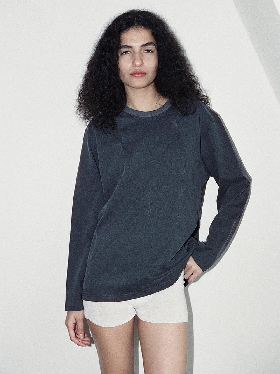Tocoll Point Stitch Long Sleeve Top - Charcoal