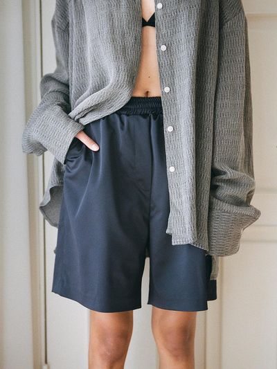 Tocoll Semi Glossy Banding Pants [deep navy]