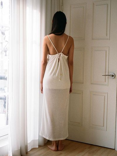 Tocoll String Sheer Long Dress [WHITE]