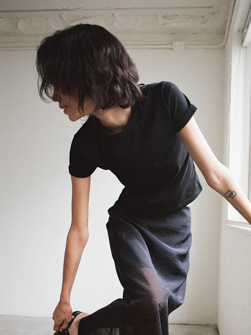 Tocoll Turn Up Top - Black