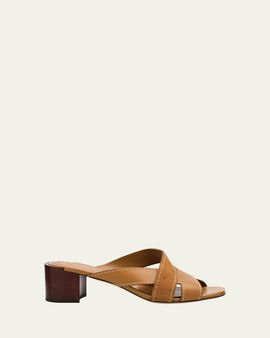 Tod's 55mm Mixed Leather Block-Heel Sandals