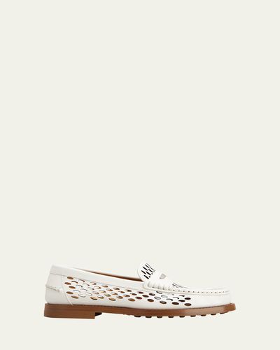 Tod's Perforated Leather Driver Penny Loafers