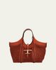 Tod's Small T Timeless Raffia & Leather Shopping Bag - 1