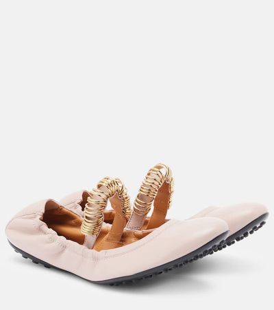 Tod's Tod's Embellished leather ballet flats