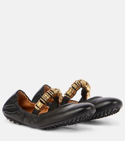 Tod's Tod's Embellished leather Mary Jane flats