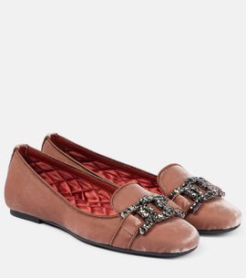 Tod's Tod's Kate embellished velvet ballet flats