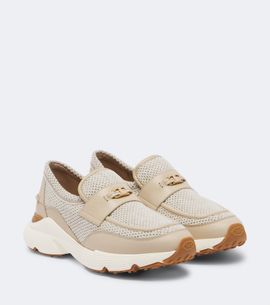 Tod's Tod's Leather-trimmed mesh slip-on shoes