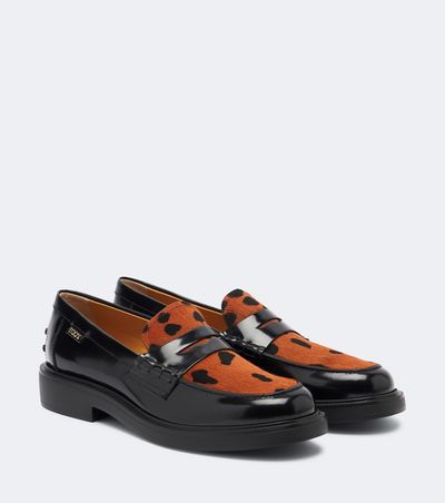 Tod's Tod's Leather leopard-print penny loafers