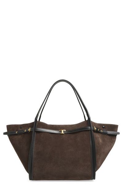 Tod's Tod's Medium T Signature Suede Shopping Bag